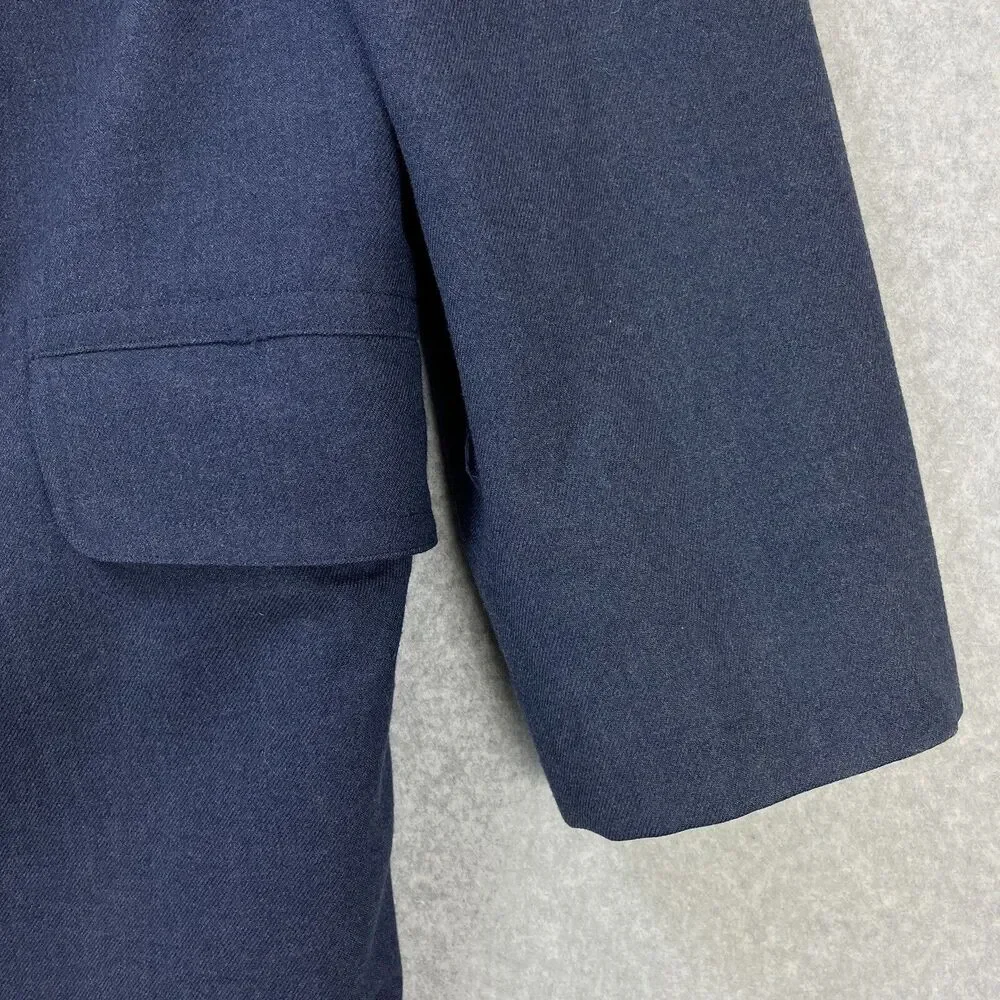 Vintage USAF Military Chester Trench Coat Sz 37R Blue Double Breasted Long Wool